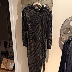 Chic Black Sequin Long Sleeve Dress